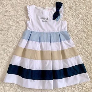 European Brand•White, Khaki, Navy Striped Dress•NWT 🇬🇷